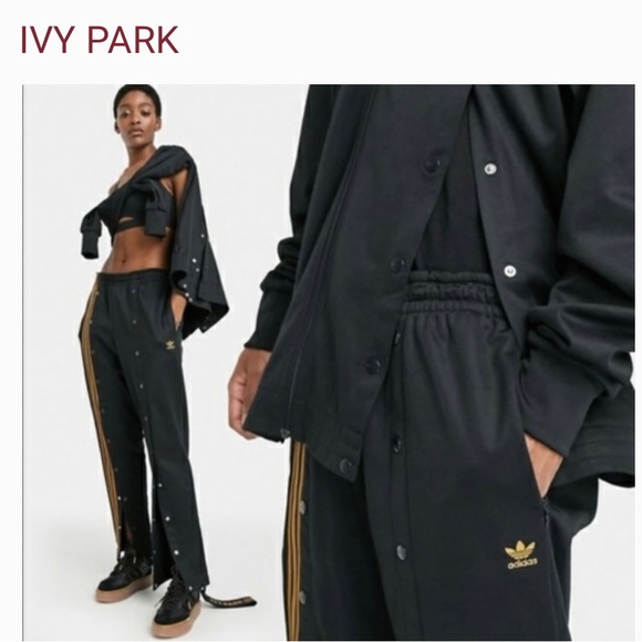 Ivy Park Adidas black and gold track trackies - Picture 1 of 6